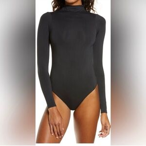 SKIMS Mock Neck Black Long Sleeve Bodysuit